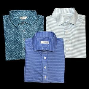 Collars & Co Polo Shirt Mens Small Blue Lot of 3 Golf Stretch Relaxed Office NEW